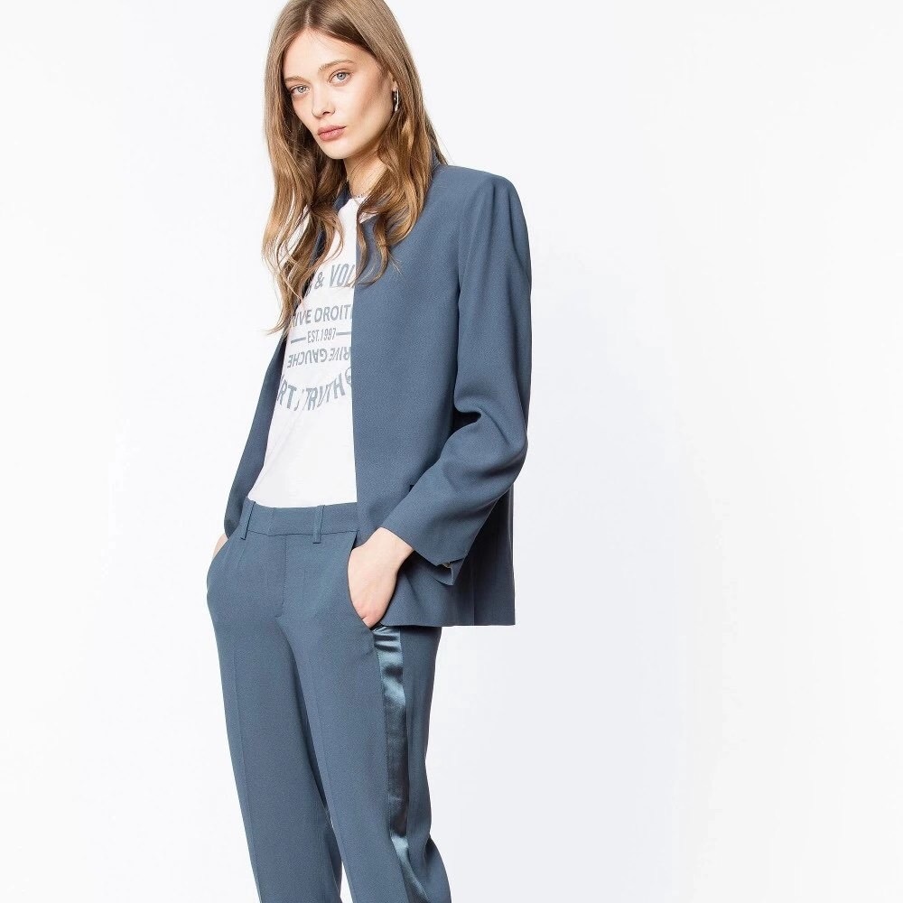 NWT $598 Zadig & Voltaire Volly Satin Blazer